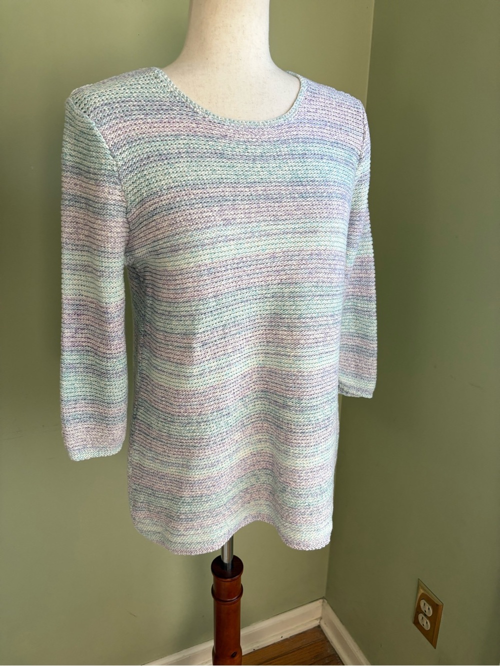 J. Jill Pastel Stripe Scoopneck Sweater in Lavender, Mint, Soft Pink